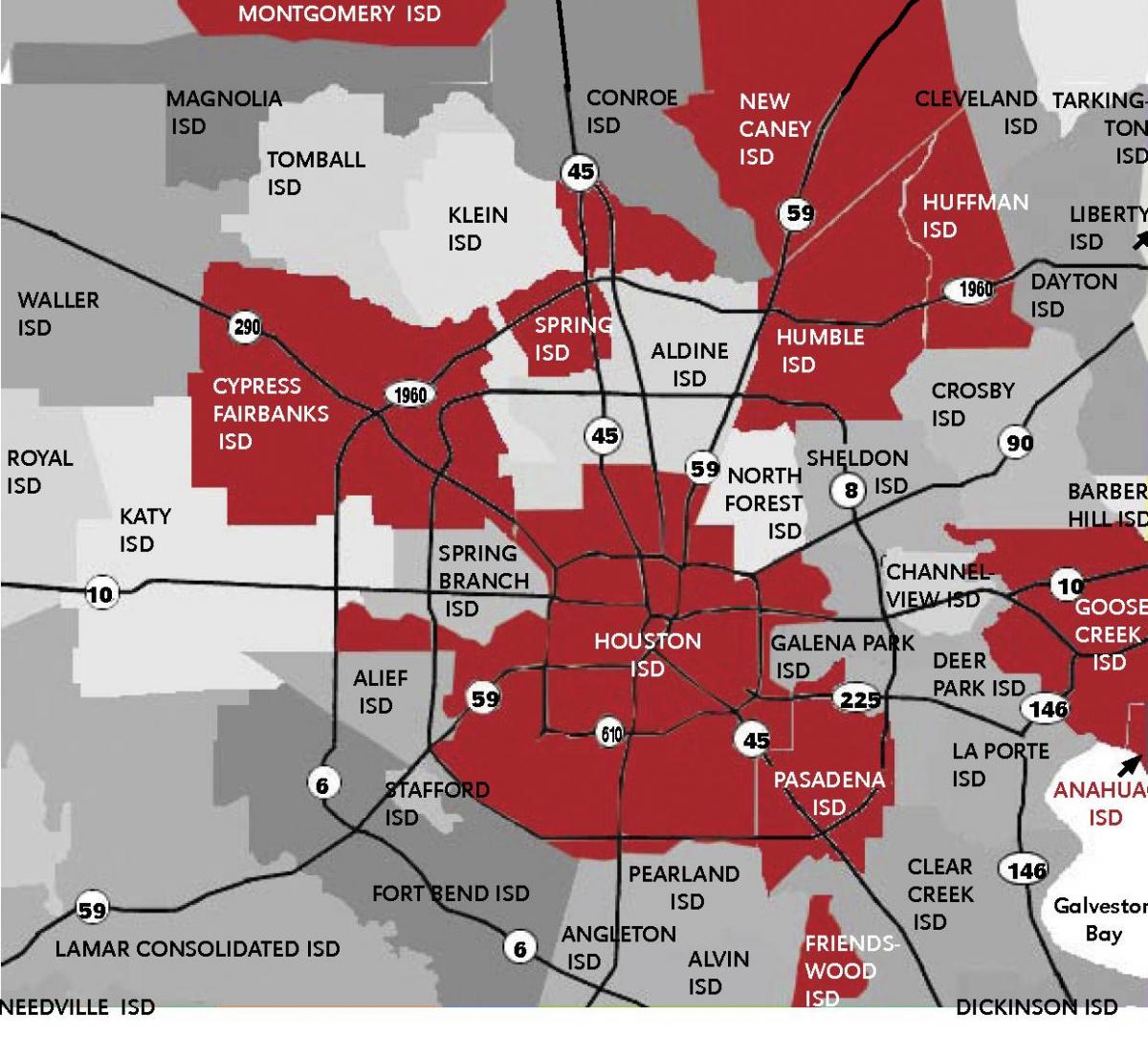 mapu Houston oblasti