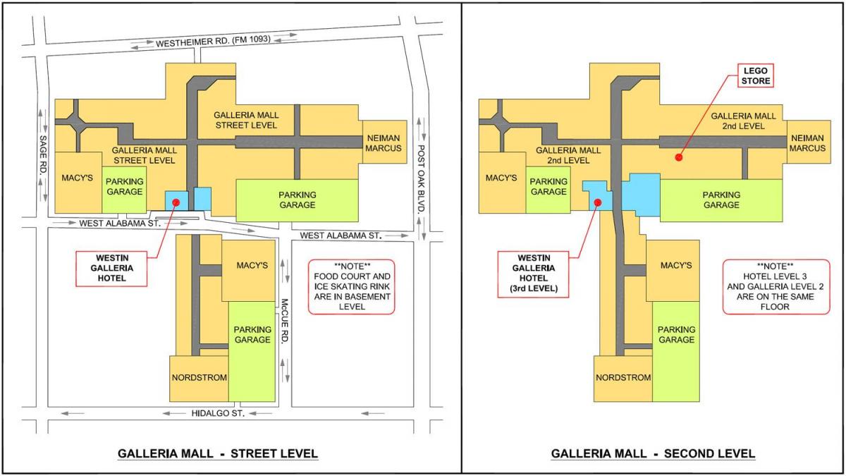 Houston Galleria mall mapu