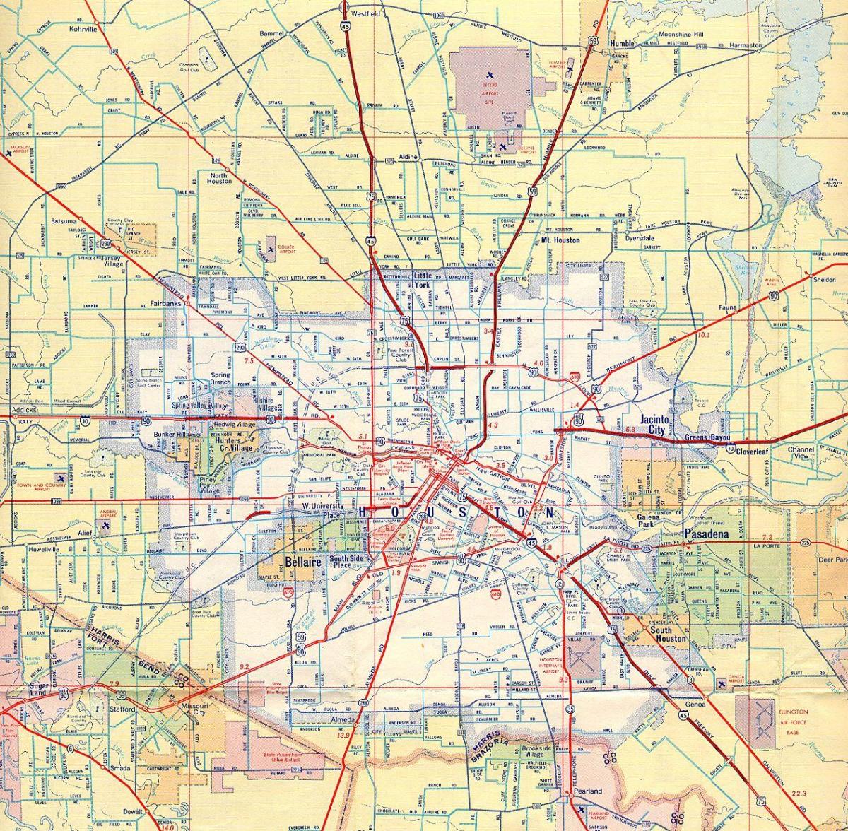 cestnú mapu Houston