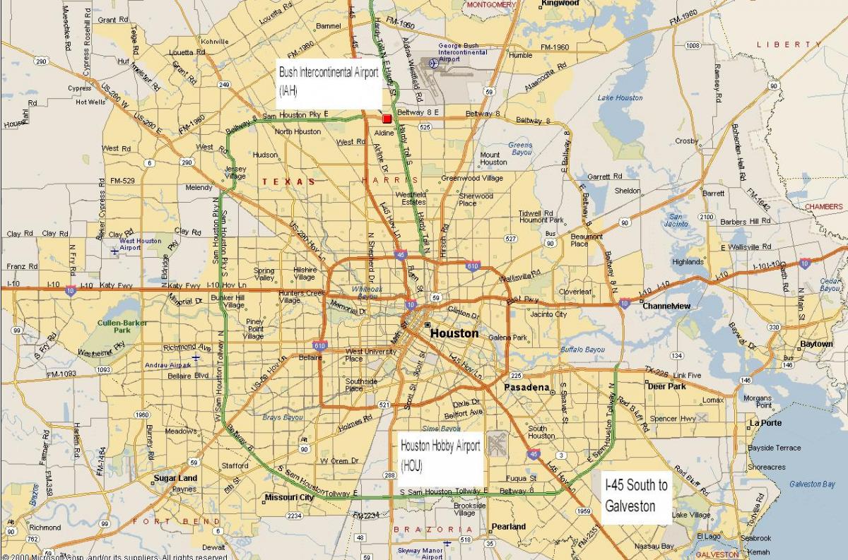 mapu Houston metropolitná oblasť