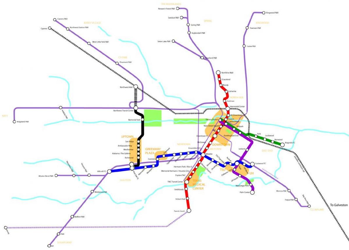 metro rail Houston mapu