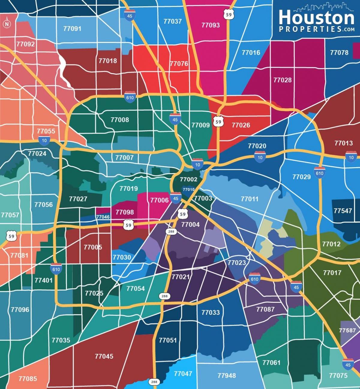 mapu Houston predmestia