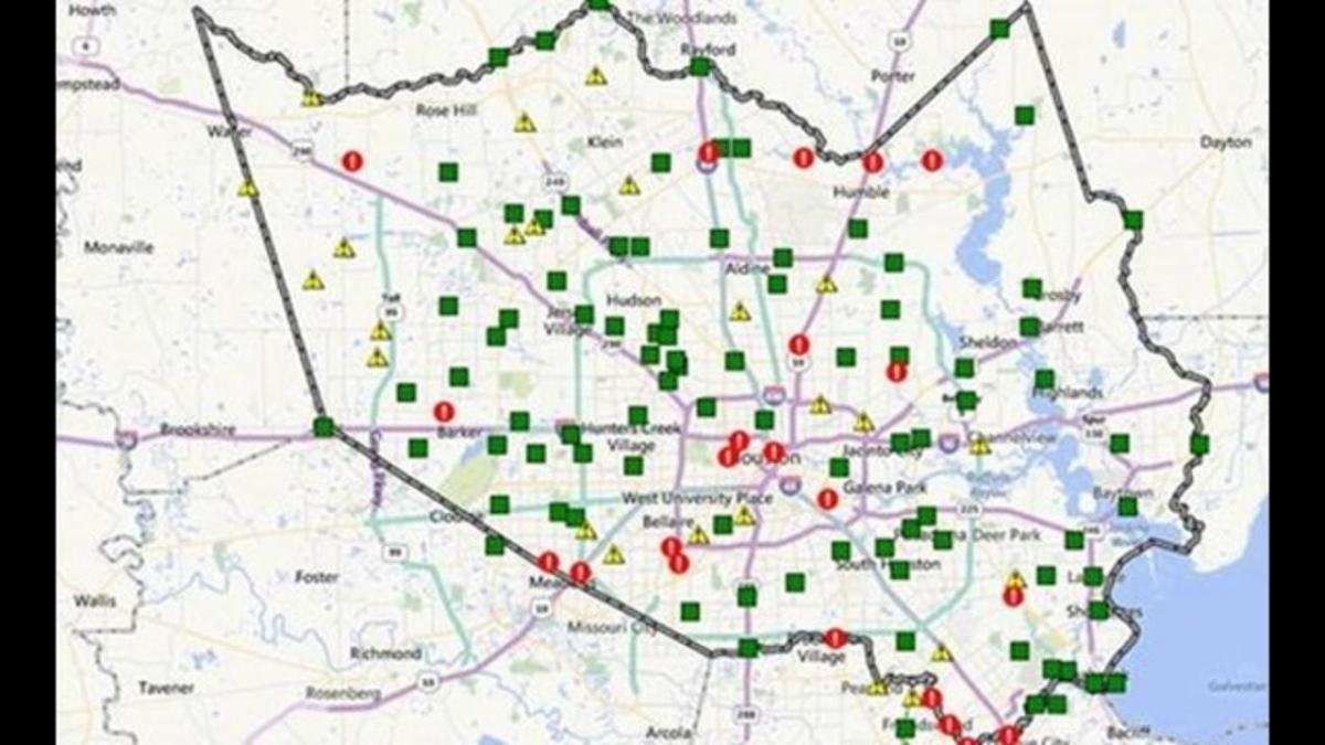 mapa zaplavené územia v Houstone