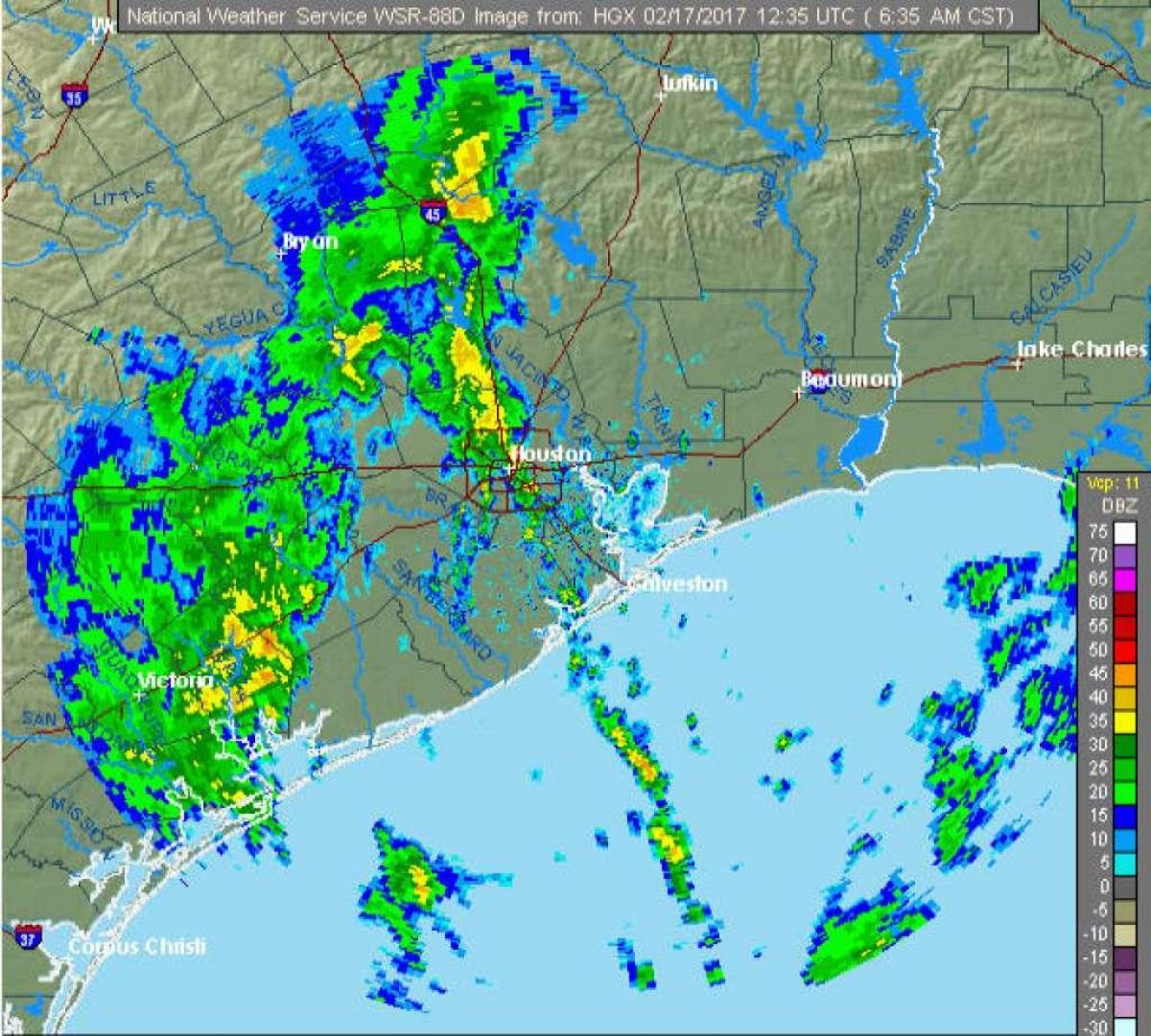 dážď mapu Houston