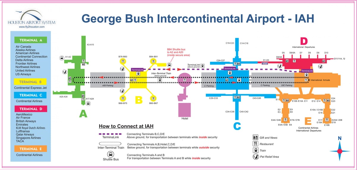 IAH airport terminal mapu