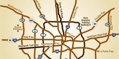 Mapa diaľnice Houston